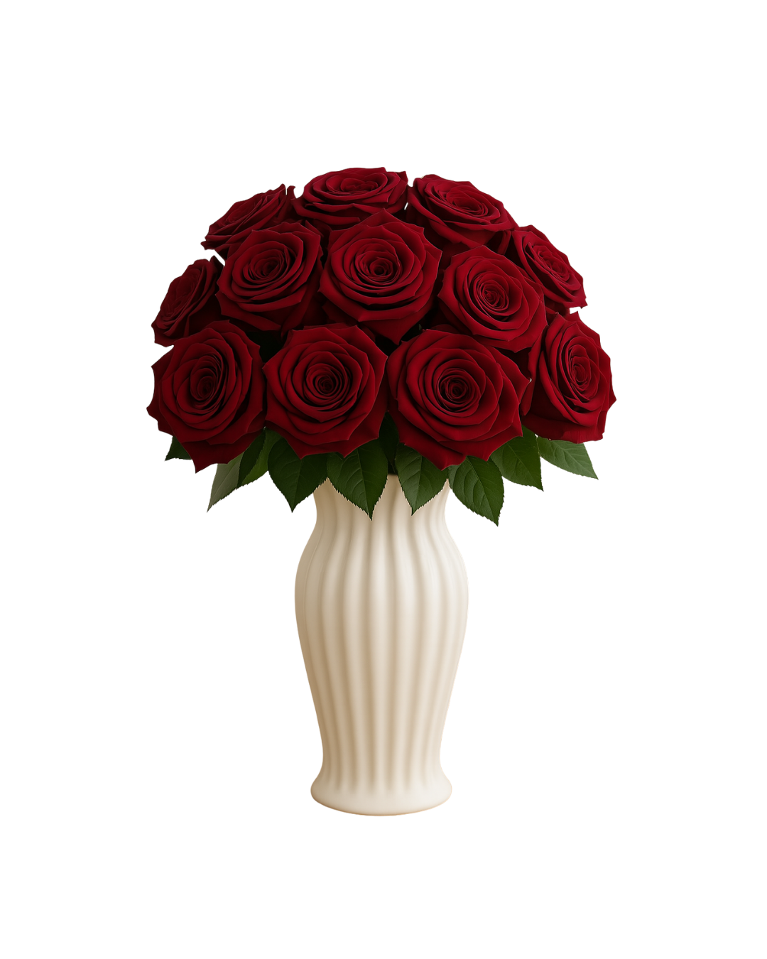 Vibrant 12 Stem Red Preserved Roses in White Porcelain Vase | Tesoro Bloom