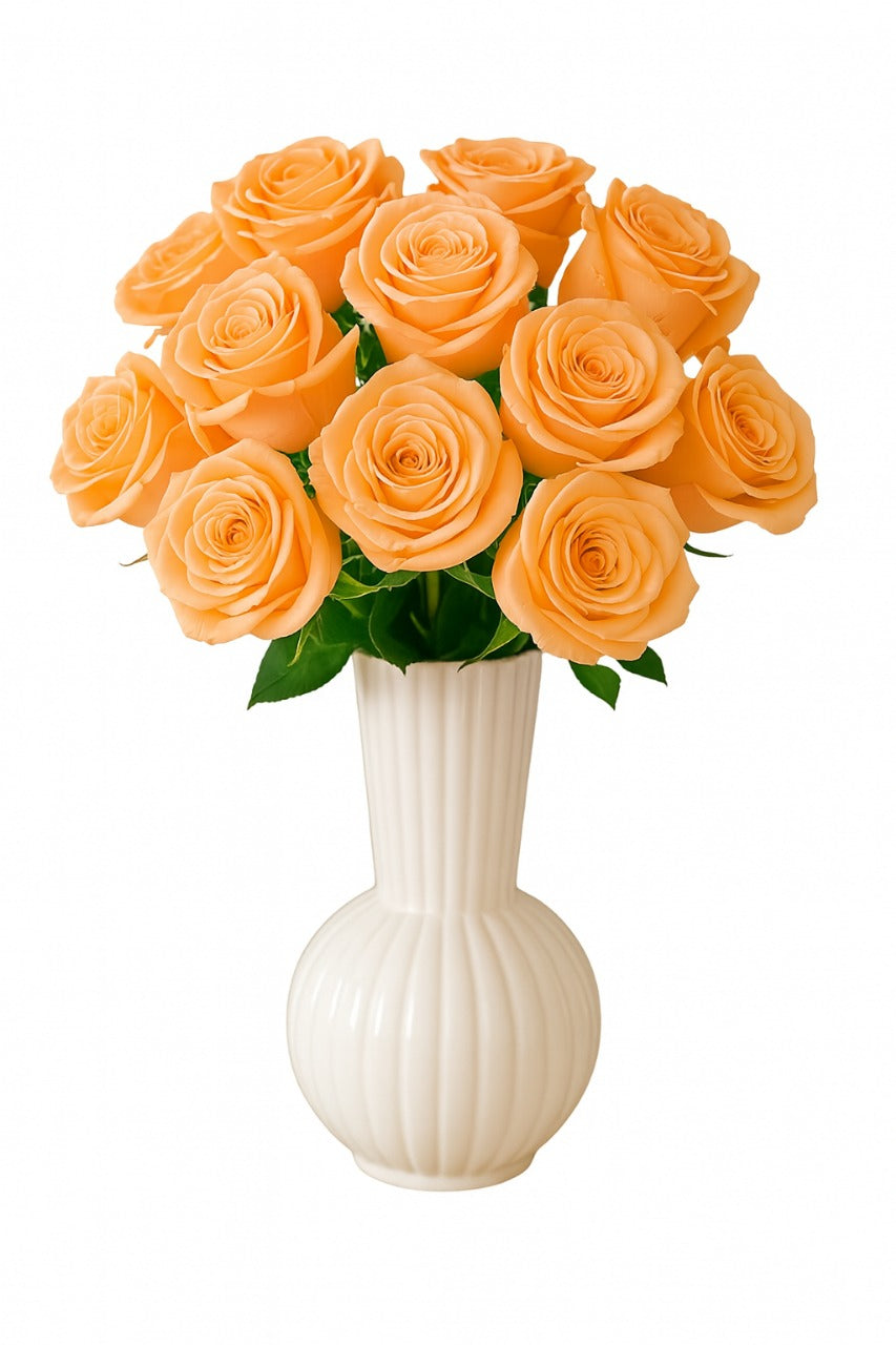 Elegant Peach Preserved Roses in Classic Vase | Tesoro Bloom