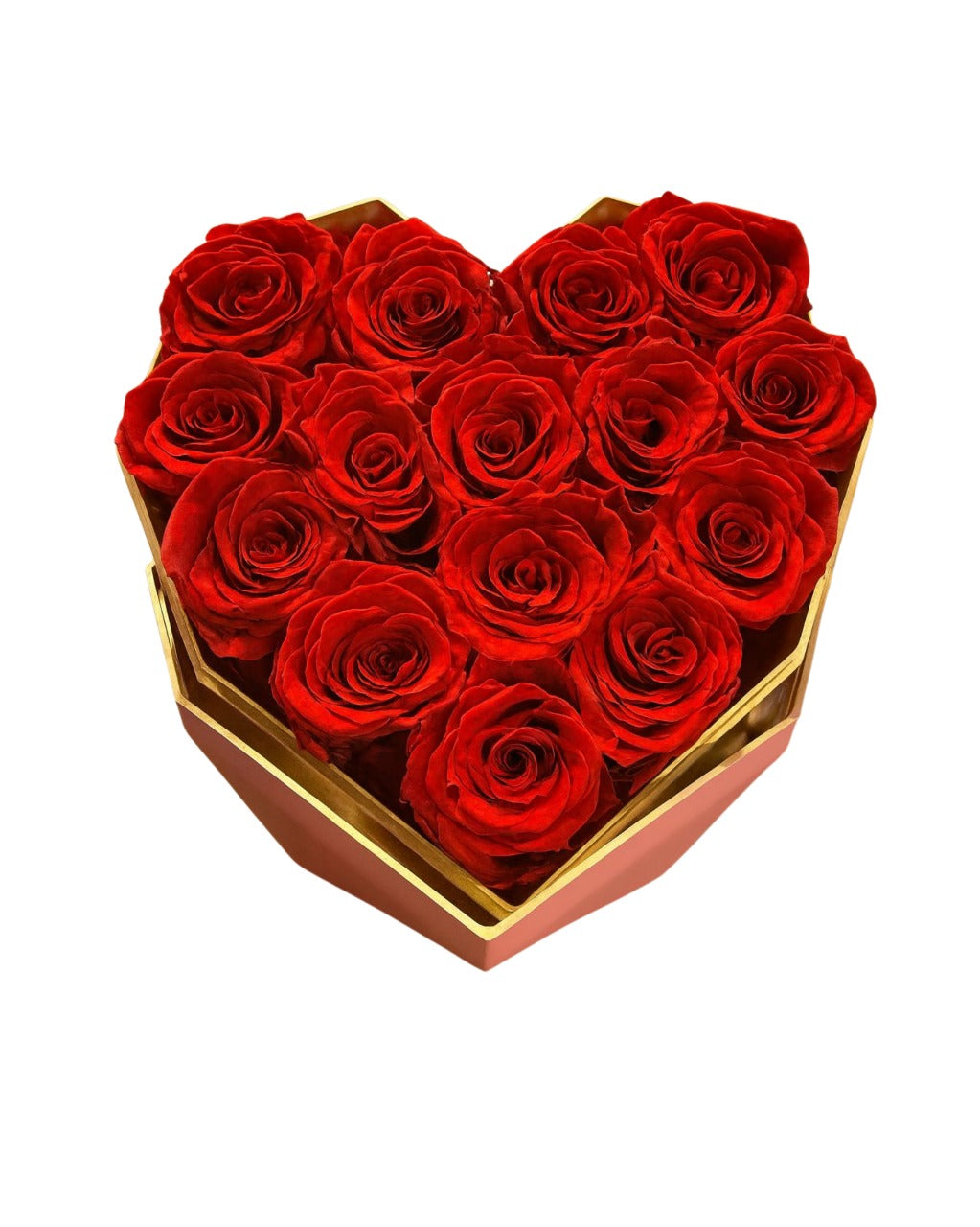 Red Heart-Shaped Roses in Pink Rose Box | Tesoro Bloom